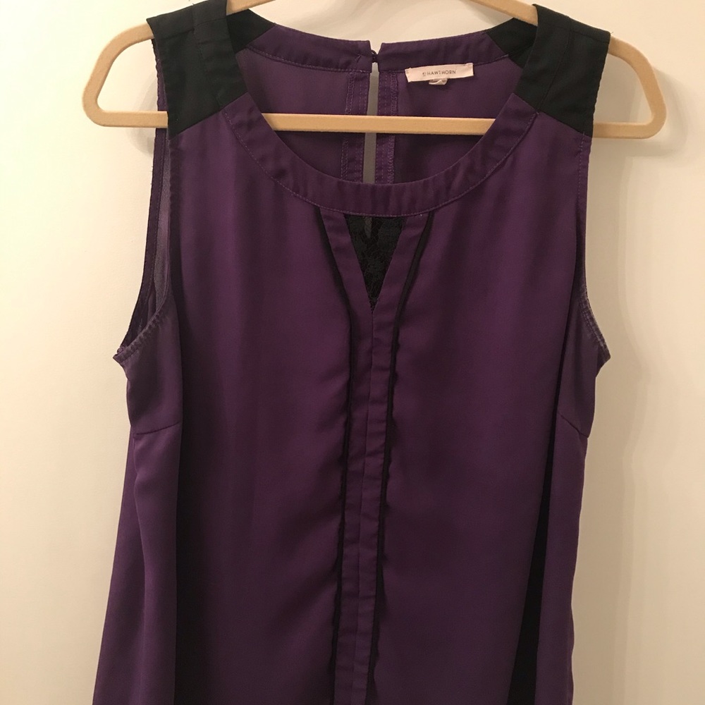 Purple and Black Tank Blouse (XL)
